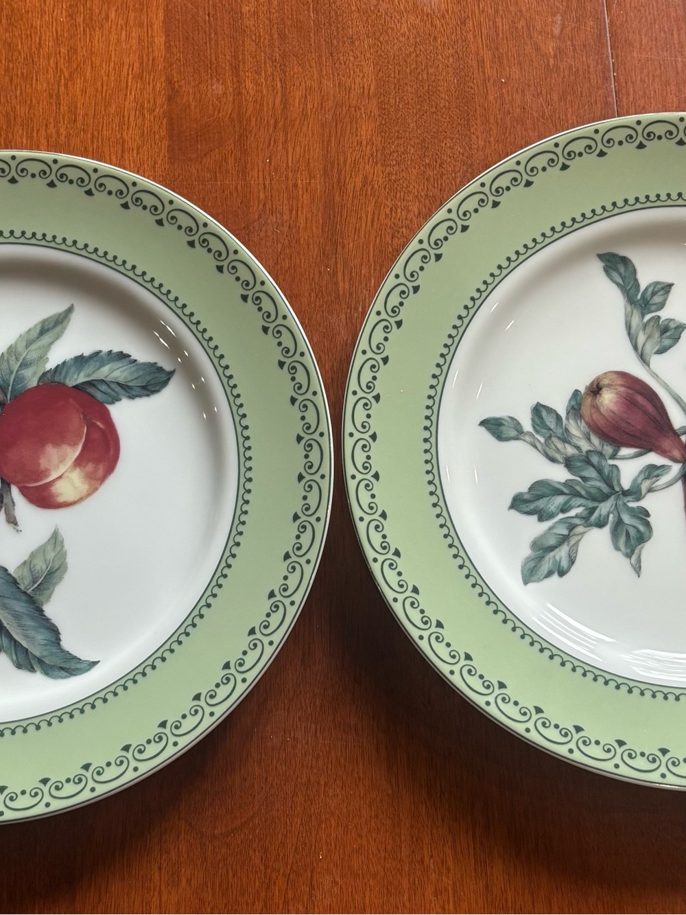 Andrea By Sadek Green Rim Fruit Motif Dinner Plates - Set of 2